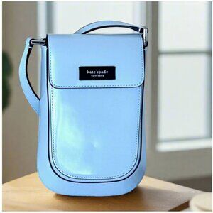 Kate Spade Sam Icon Phone Crossbody Blue North South Spazzolato Leather 90s